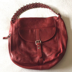 Tano Red Leather Hobo Shoulder Bag Like New